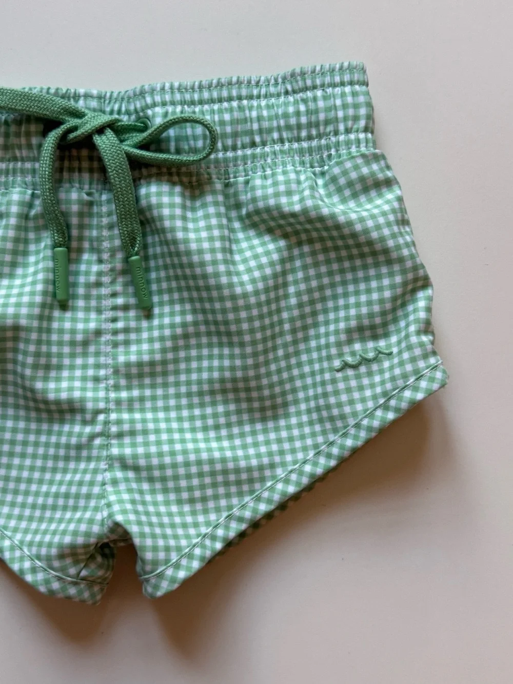 Minnow Boys Gustavia Green & White Gingham Boardie - Size 1T